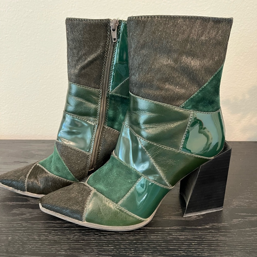 Jeffrey Campbell Heeled color block and textured booties